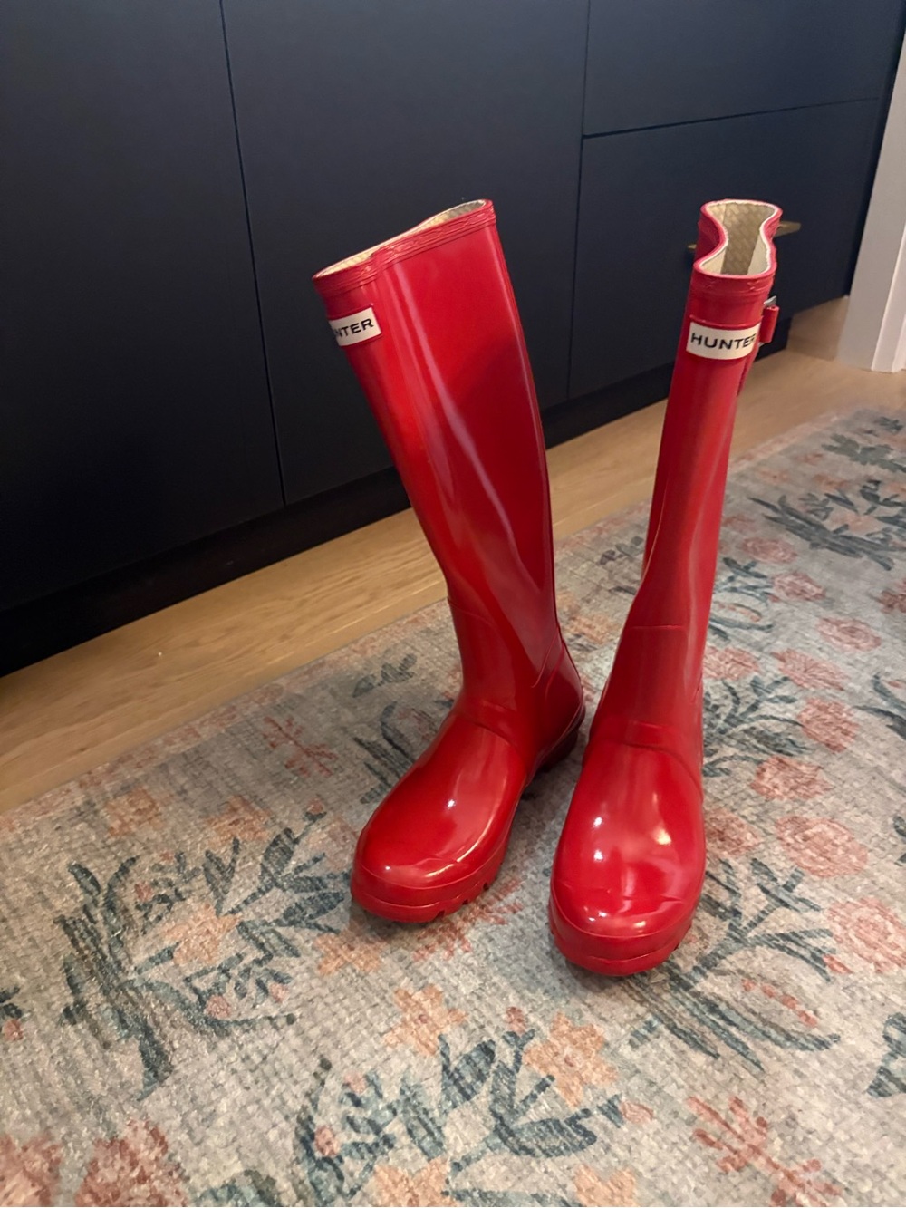 Hunter Glossy Red Knee-High Rain Boots